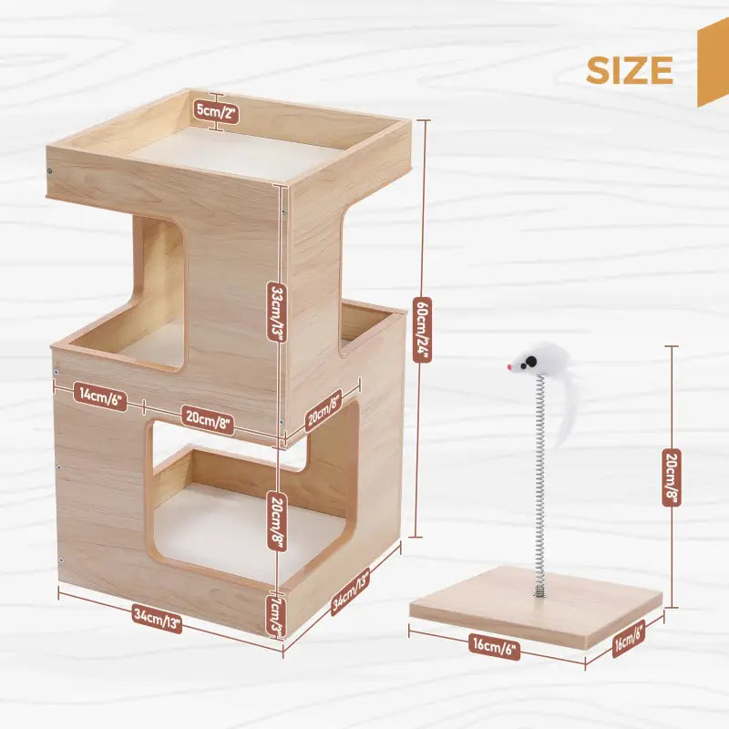 Feline Elegance™ wooden cat scratching tower - Luxe arbre à chat