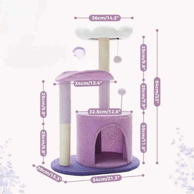 Elegant Oasis Feline arbre à chat close-up with cat house on top