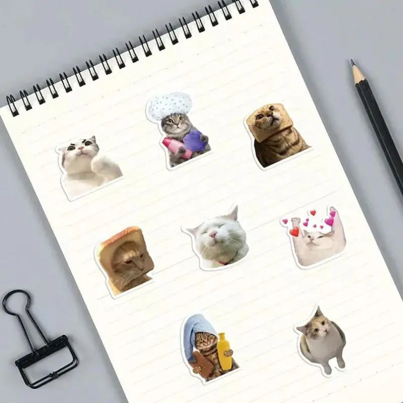 Autocollant personnalisé de votre animal de compagnie avec carnet, crayon et autocollants de chat