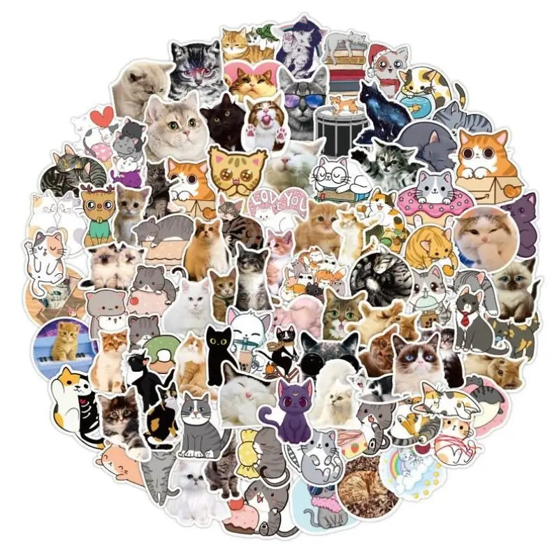 Cercle de chats autocollants sur autocollant personnalisé de votre animal de compagnie (autocollant personnalisé)