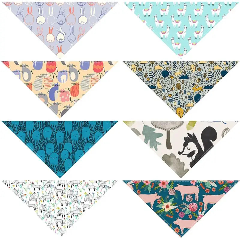 Lot de quatre bandanas ’Berger australien’ avec des motifs de petits bonheurs pour votre berger