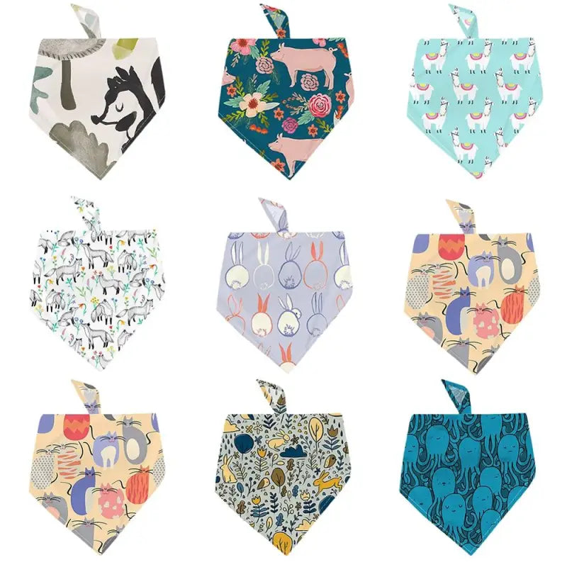 Collection de bandanas pour berger australien avec des petits motifs et des dessins joyeux pour votre berger
