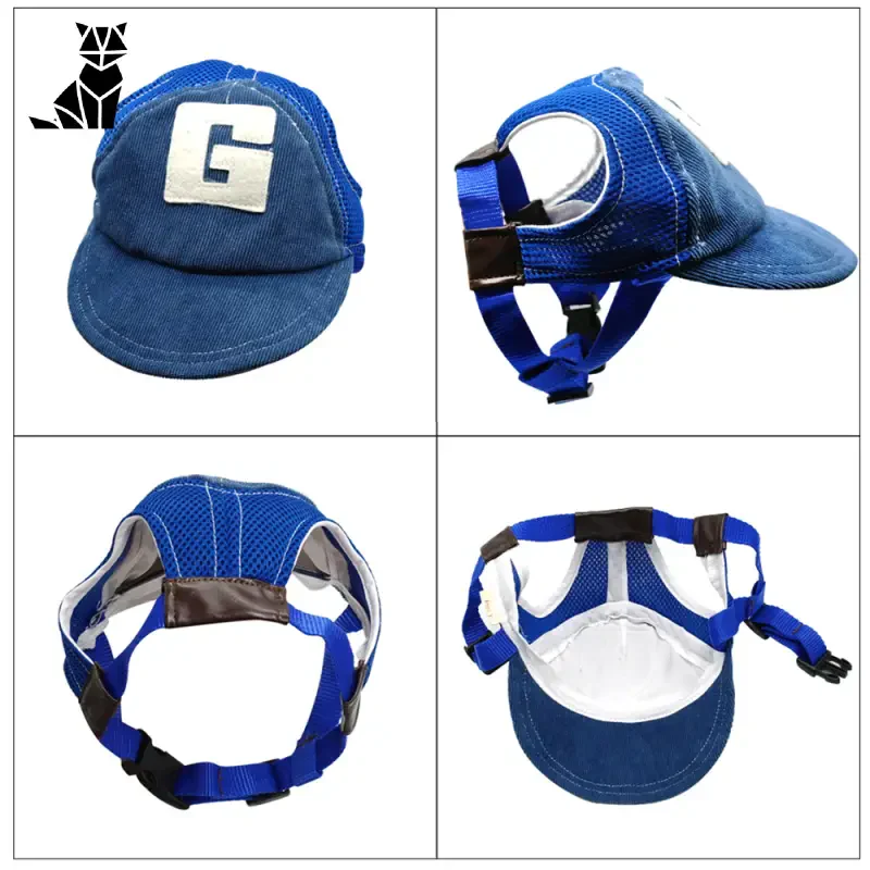 Casquette en denim chic pour chiens : Casquette bleue avec écusson blanc à l’avant et écusson noir à l’arrière pour plus d’allure et de protection