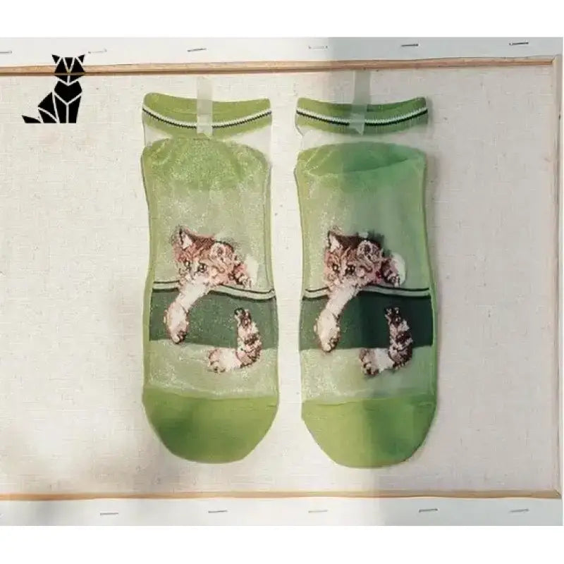Chaussettes Chat Motif: Confort Et Style Félin à Vos Pieds! Vert