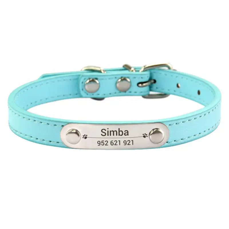 Collier en cuir souple personnalisable avec étiquettes gravées pour petits chiens, doux cuir