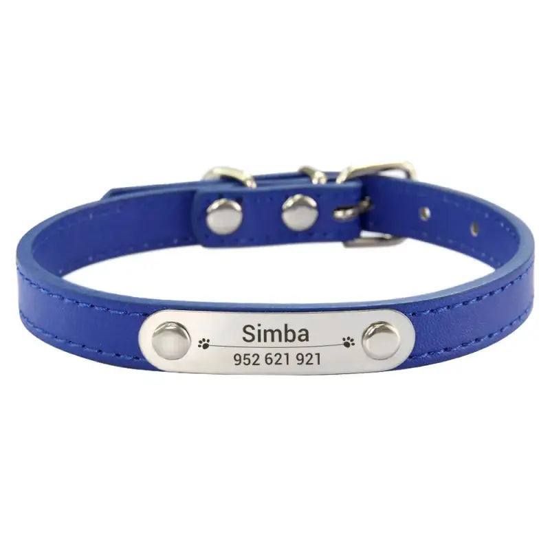 Collier chien doux cuir personnalisé avec nom gravé de Collier cuir souple personnalisable