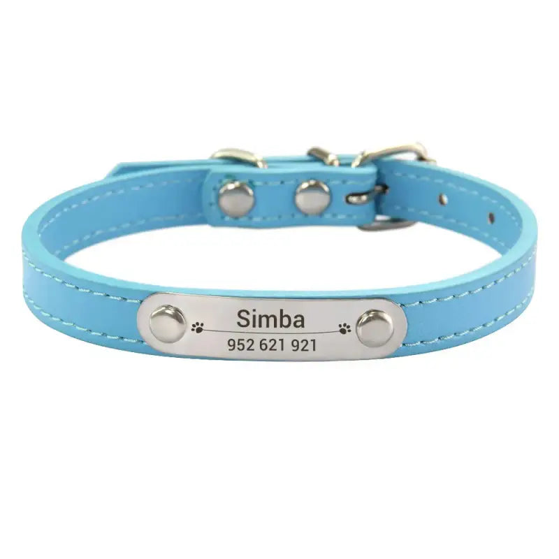 Collier en cuir souple personnalisable pour petits chiens avec nom et médaille d’identification gravés, douce cuir