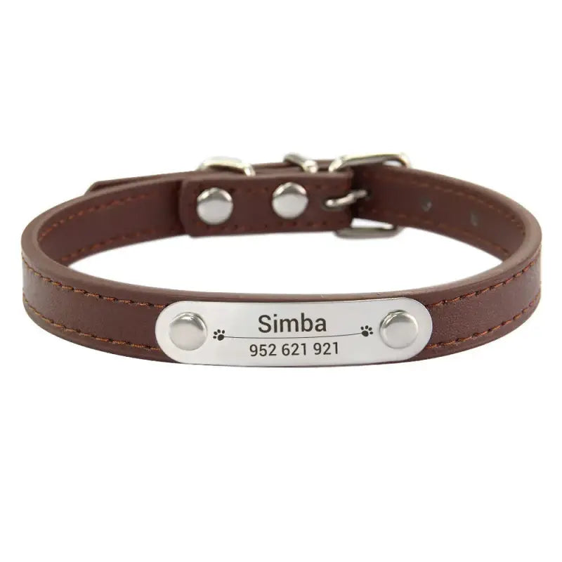 Collier pour chien en cuir doux personnalisé avec nom gravé - Collier en cuir souple personnalisable