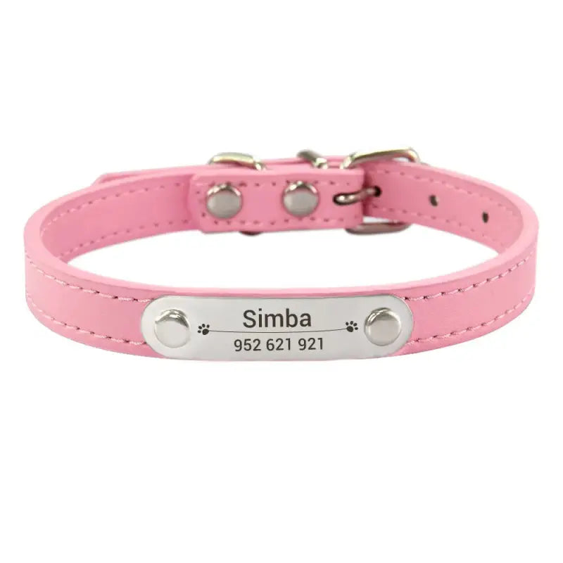 Collier en cuir souple personnalisable pour chien avec nom gravé, collier en cuir doux texturé