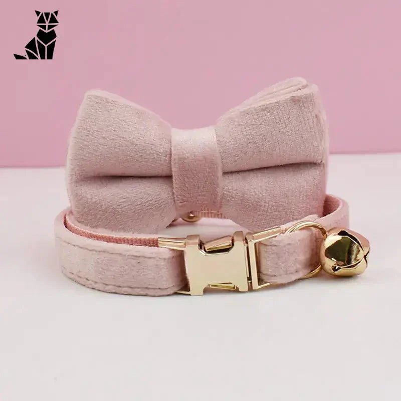 Collier pour chat souple et personnalisable - Nœud papillon rose avec boucle dorée pour plus de sécurité et de style