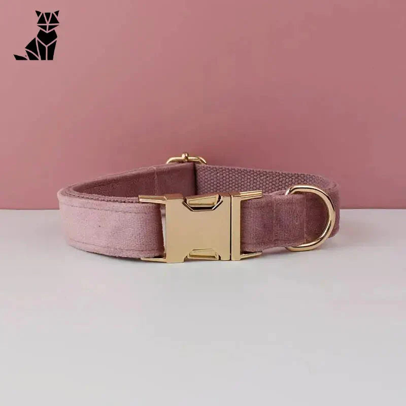 Collier pour chien en velours résistant à l’usure : Collier en velours rose et or, élégant et résistant pour votre chien