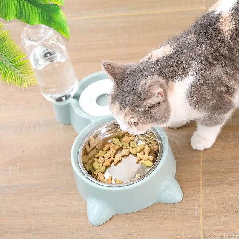 Bol double : Nourriture et eau - Idéal pour chiens et chats, bol chat, facile à nettoyer