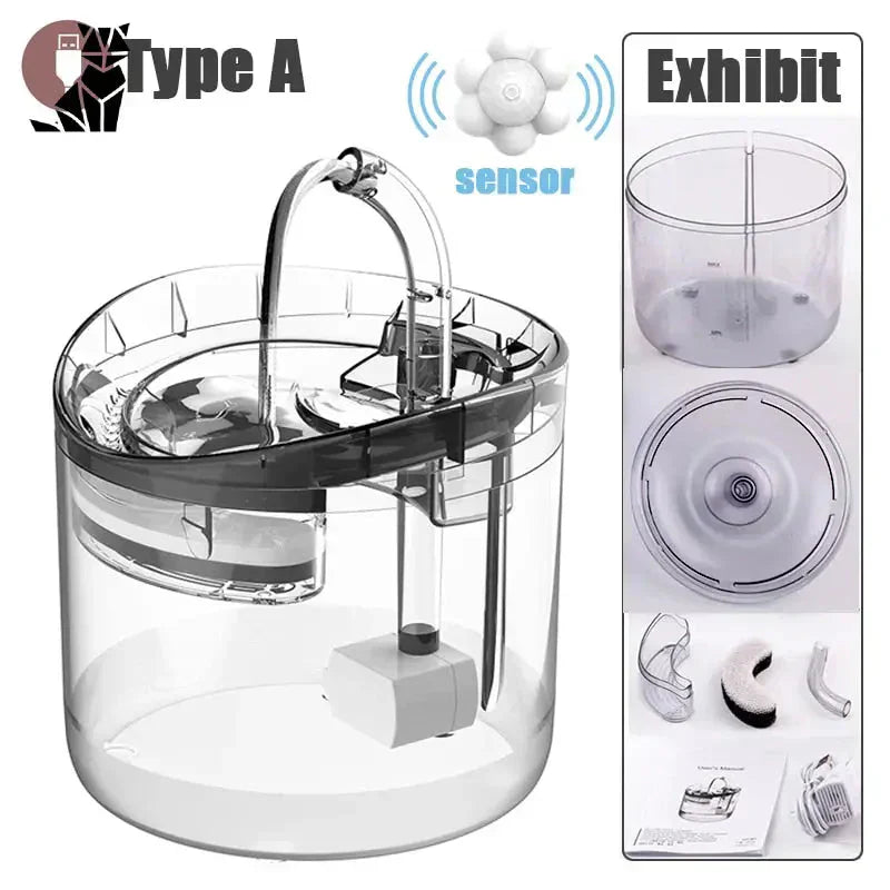 Robot ménager et bol présentés dans Fontaine à Eau pour chats - Hydratation fraîche