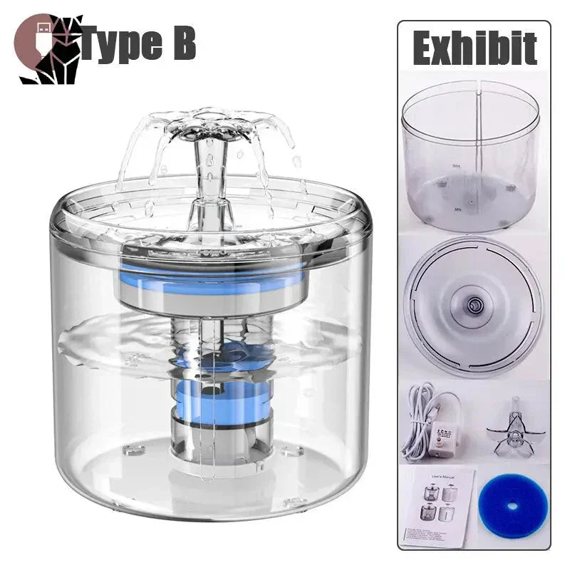 Petit robot alimentaire à couvercle bleu dans Fontaine à eau pour chats - Hydratation fraîche