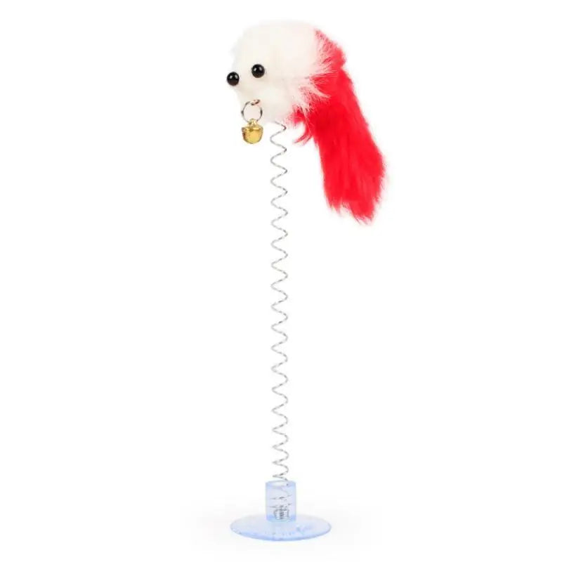 Jouet interactif petite cloche chat - jouet perroquet rouge et blanc avec une queue rouge pour chats