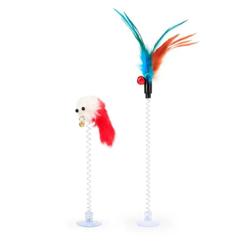 Deux perroquets colorés sur fond blanc, petite cloche chat chat interactif jouet isolant