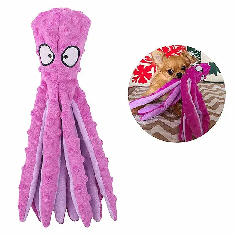 Peluche d’une tête de pieuvre rose, présentée dans la collection ’Octopus Sound Plush Toy’
