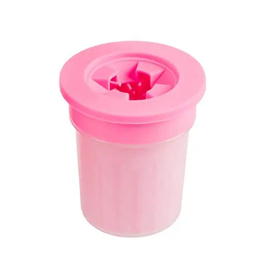 Nettoyeur de pattes de chien en silicone rose avec couvercle - doux gobelet en silicone pour nettoyer les pattes des animaux de compagnie