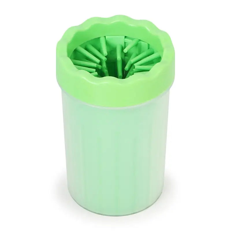 Nettoyeur de pattes pour chien en silicone vert avec couvercle