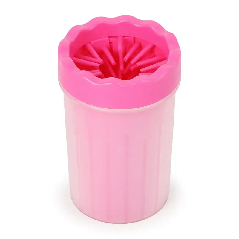 Nettoyeur de pattes pour chien en silicone rose avec fleur à l’intérieur