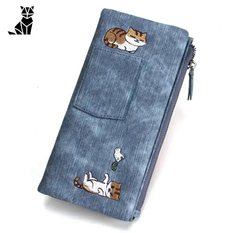 Portefeuille Motif Chat: Ajoutez Du Style à Votre Sac à Main! Bleu