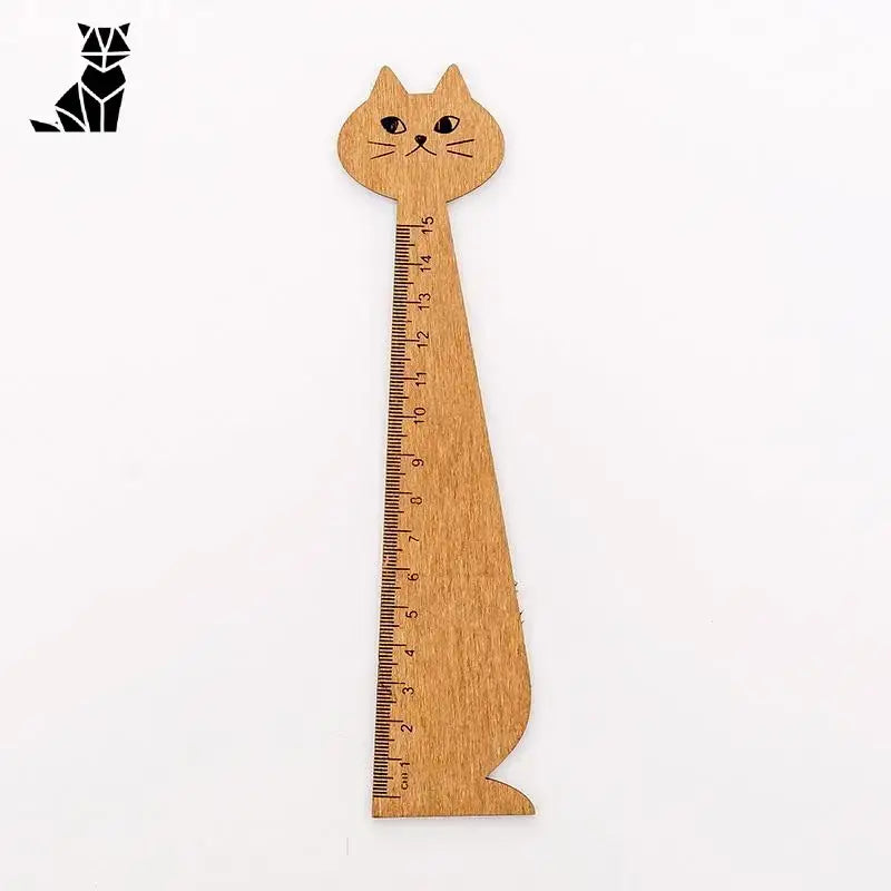 Superbe Règle Chat En Bois Sculpté Pour Un Bureau Charmant - Bois Clair