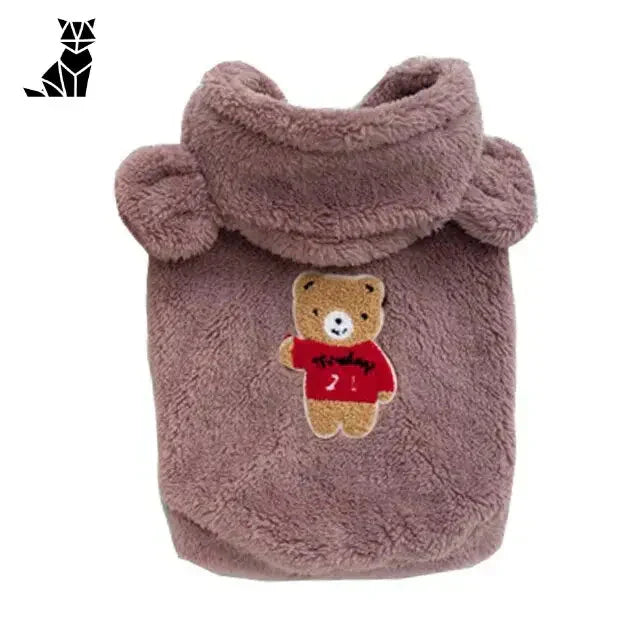 Sweat-shirt en polaire pour chiens avec un sac en forme d’ourson et un cœur rouge