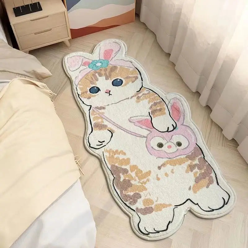 Tapis de sol en forme de chat - Sol Chat Tapis avec nœud - Design ludique et élégant