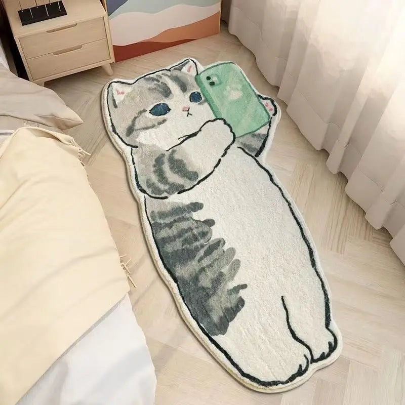 Sol Tapis Chat Cartoon avec nez vert - Tapis de sol design et ludique