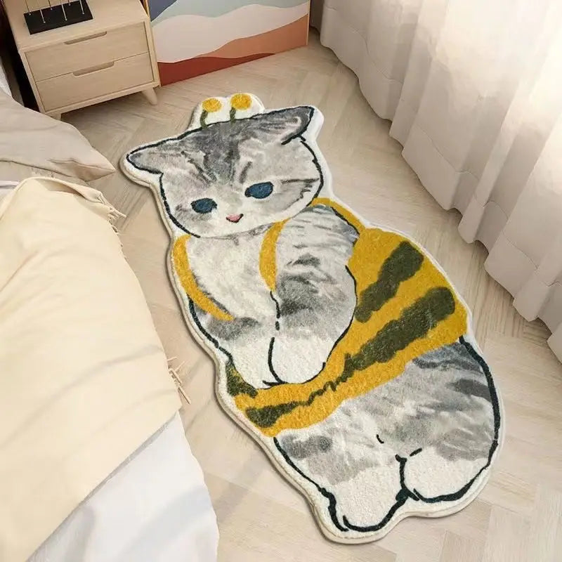 Tapis de sol en forme de chat - Tapis ludique et confortable pour Sol, parfait pour les chambres d’enfants