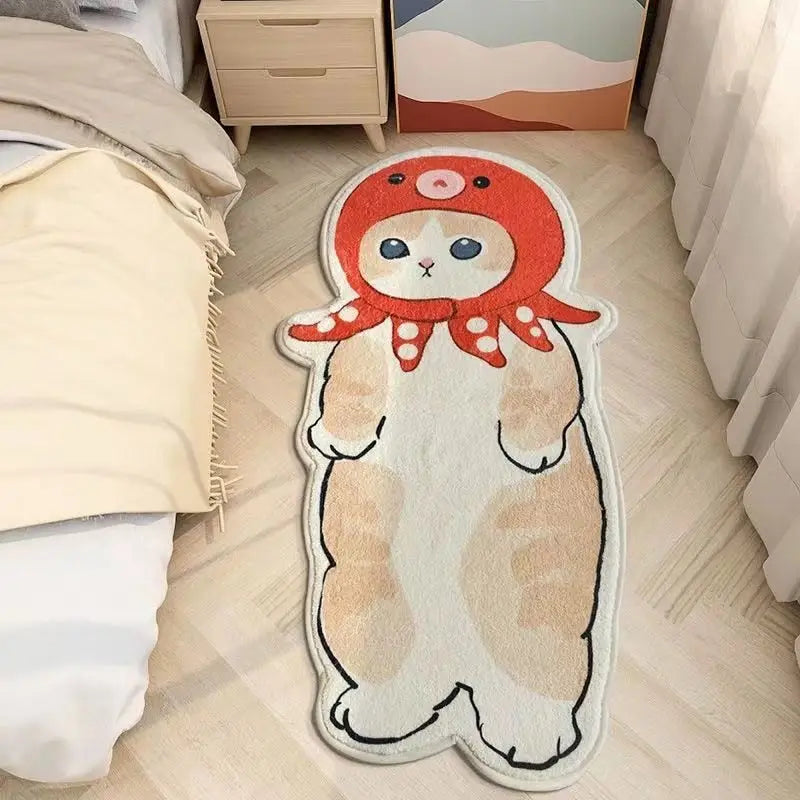 Tapis de sol en forme de chat - Tapis ludique avec un mignon personnage de dessin animé pour les chambres d’enfants