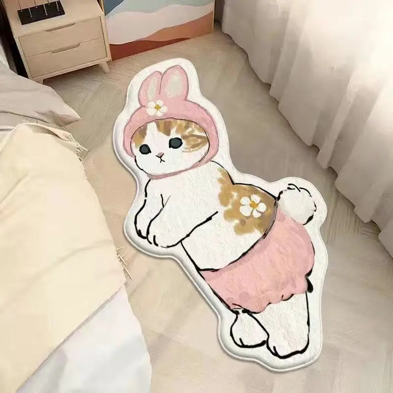 Tapis de sol en forme de chat - Tapis en forme de chien avec design rose et or pour les espaces ludiques