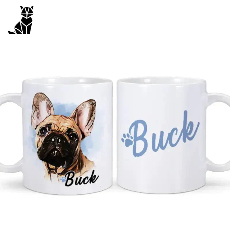 Tasse à café personnalisée avec visage de chien - Unique Cadeau Named ’Buck’