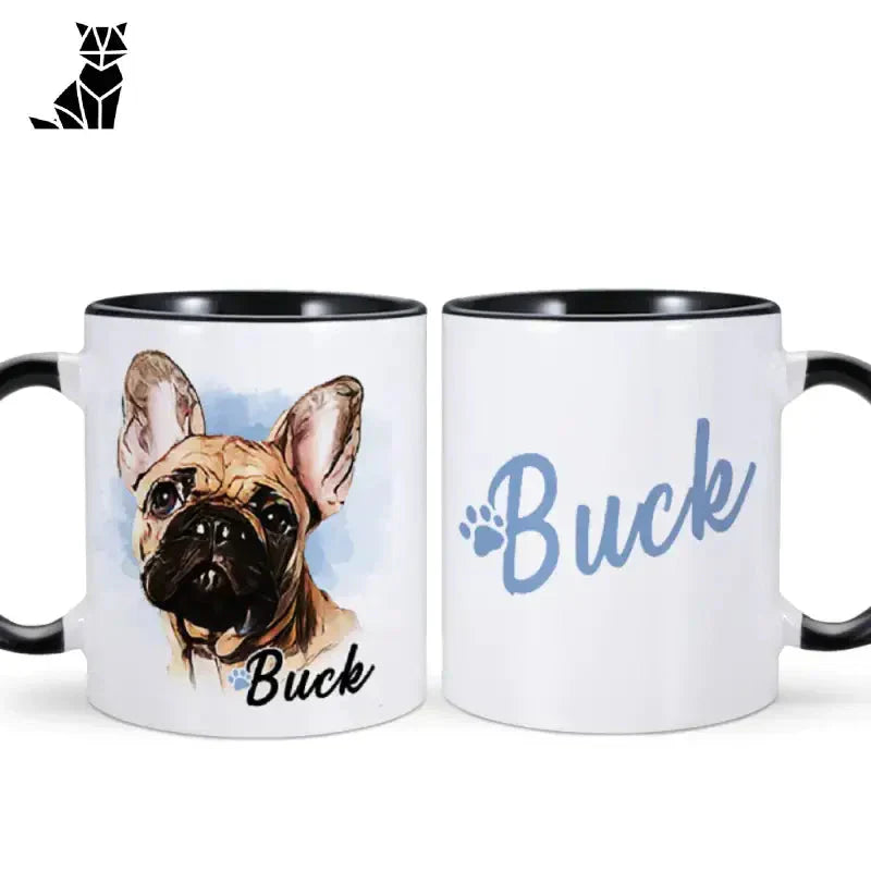 Tasse à café personnalisée avec visage de chien et ’buck’ - Idée cadeau unique, touche personnelle, cadeau